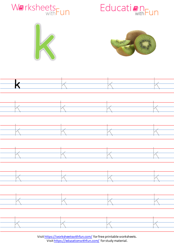 English - Preschool: Small Letter 'k' - Tracing